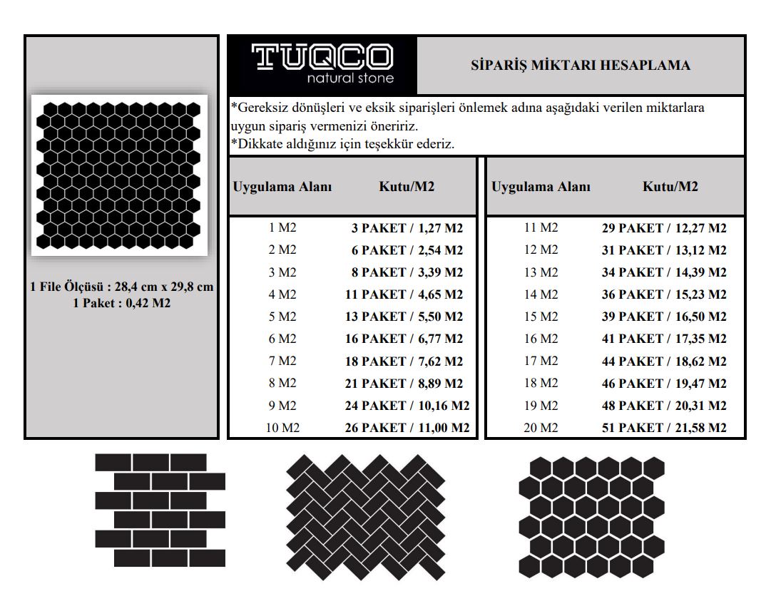 TUQCO Doğaltaş 1’’ Hexagon Myra - Rustik Yeşil Fırçalı Traverten Mozaik