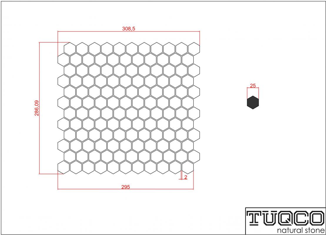 Tuqco Doğal Taş 1 inch Fileli Hexagon Muğla Beyazı - Gümüş Eskitme Mermer Mozaik Banyo Mutfak Tezgah Arası Duvar Kaplama Döşeme Paneli