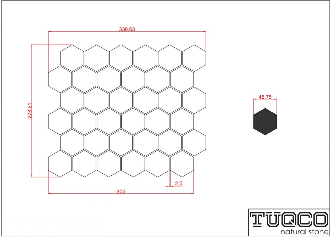 Tuqco Doğal Taş 2 inch Fileli Hexagon Muğla Beyazı - Gümüş Eskitme Mermer Mozaik Banyo Mutfak Tezgah Arası Duvar Kaplama Döşeme Paneli