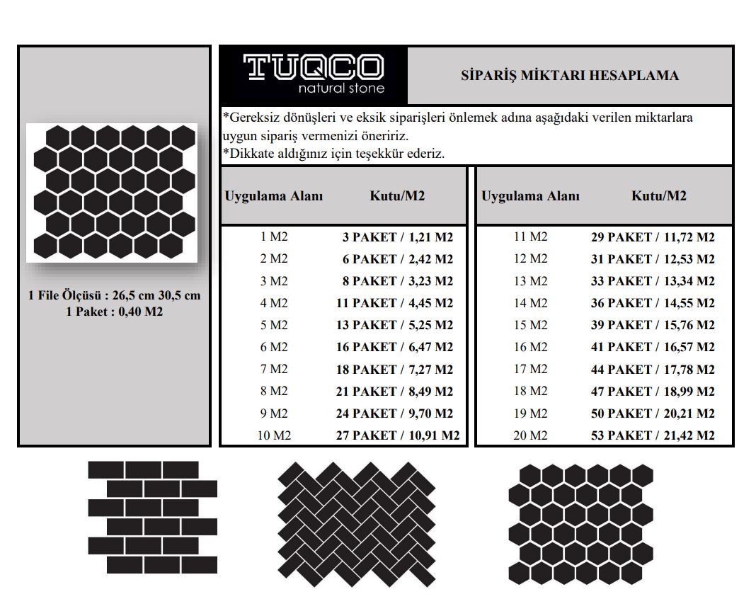 TUQCO Doğaltaş 2’’ Hexagon Myra -Rustik Eskitme Traverten Mozaik