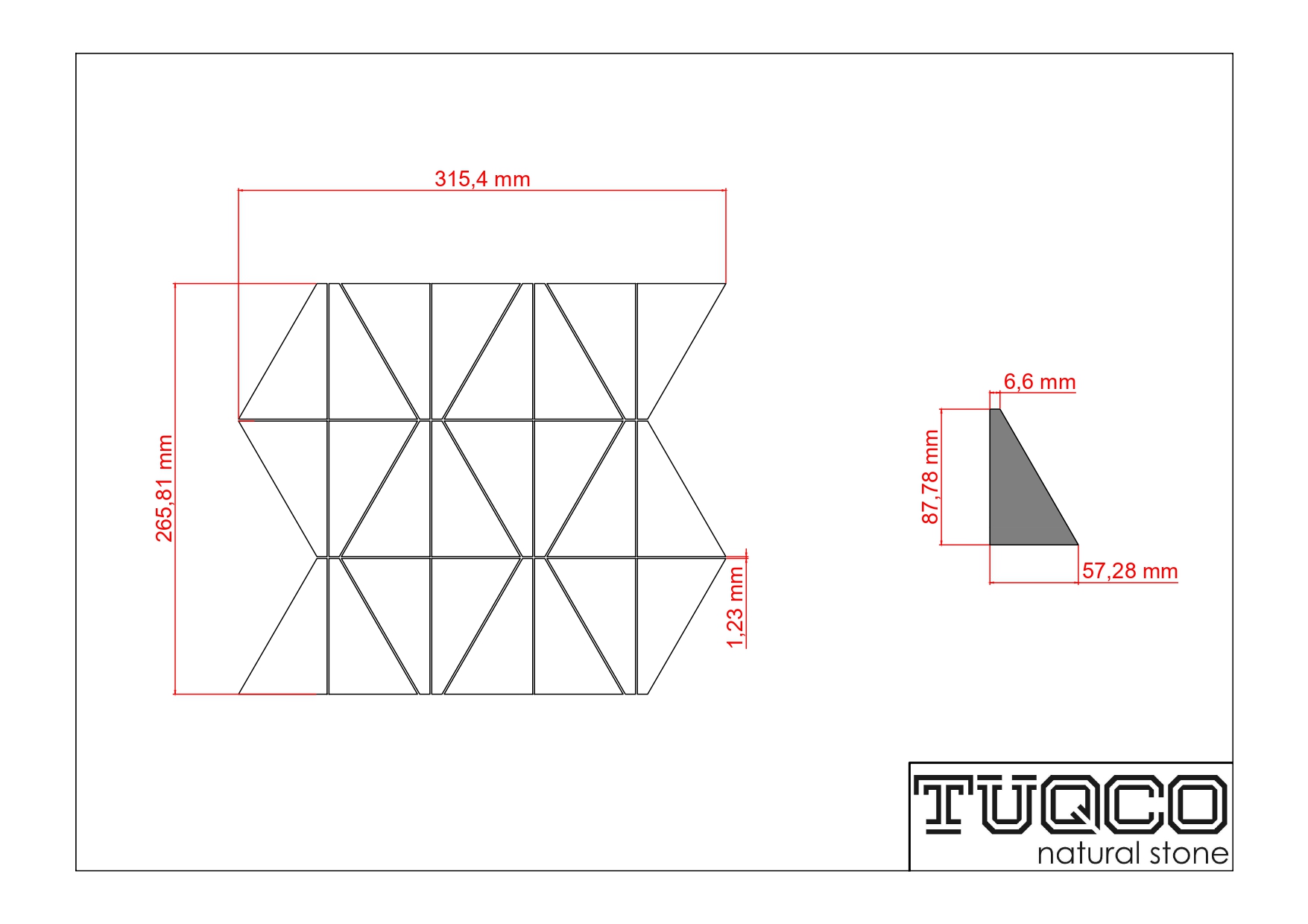 TUQCO Doğaltaş Pyramid Myra Fırçalı Traverten Mozaik