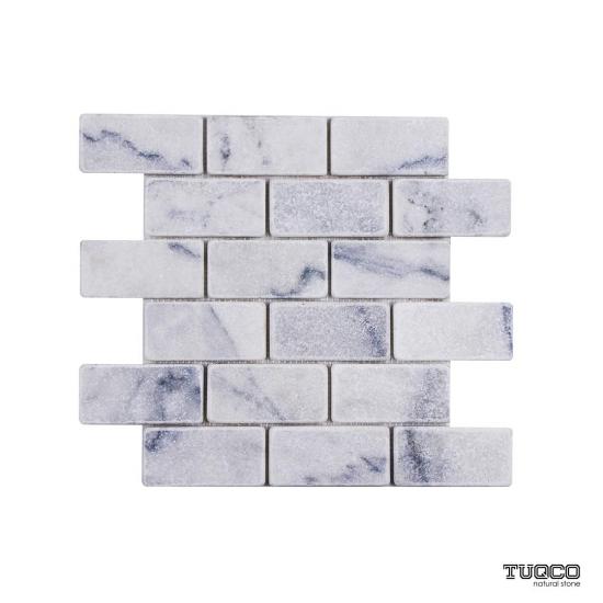 TUQCO Doğaltaş Fileli 5 x 10 Carrara Eskitme Mermer Mozaik