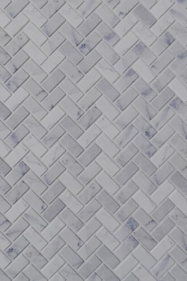 TUQCO Doğaltaş Fileli Herringbone Carrara Eskitme Mermer Mozaik