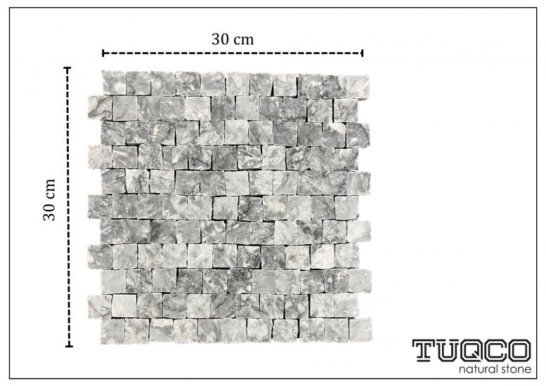 TUQCO Doğaltaş Pul Gümüş Honlu Mermer Mozaik