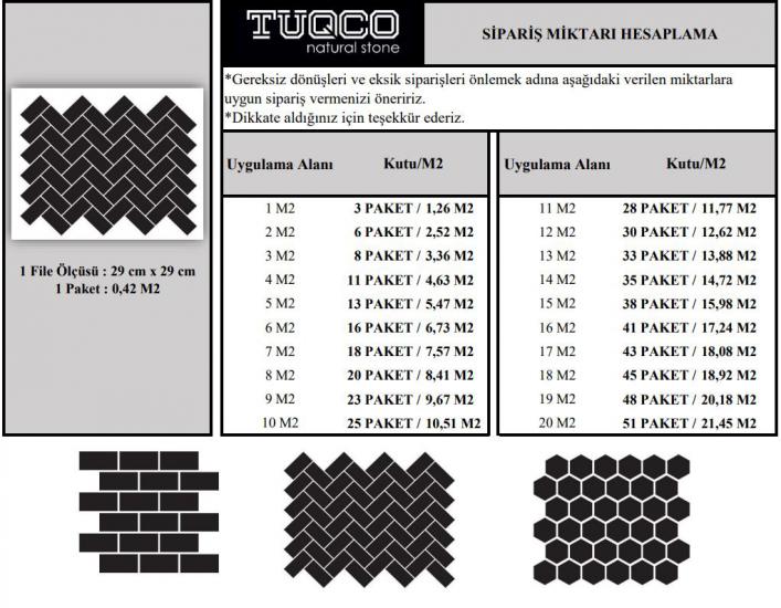 TUQCO Doğaltaş Fileli Herringbone Gümüş Honlu Mermer Mozaik