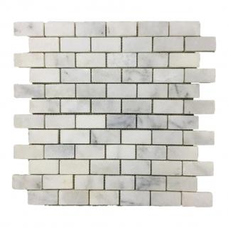 TUQCO Doğaltaş Fileli 2,3x4,8 Brick Carrara Cilalı Mermer Mozaik